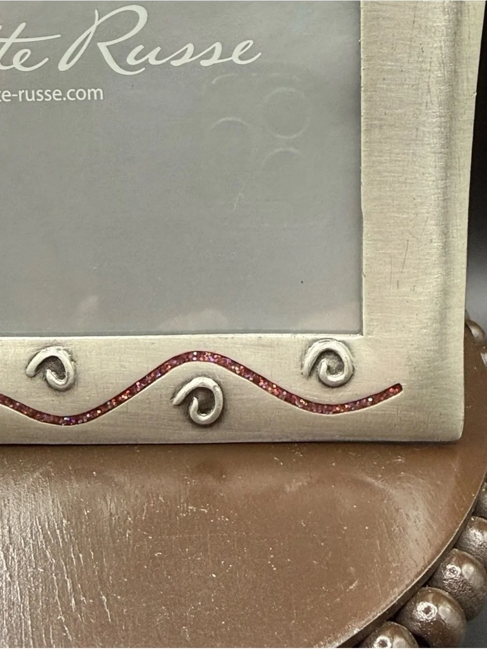 CUTE VTG 4x6 CHARLOTTE RUSSE PICTURE FRAME Glitter Dangling Hearts Pewter